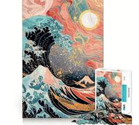 The Great Wave at Sunset Jigsaw Puzzle for Teenagers 1000 Pieces Cognitive Toy Quiet Hobby Premium Edge (38x26cm)