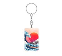 The Great Wave Cherry1 Flower Sun Keyring Keychain Acrylic Key Chain Rings Personalised Pendant Charms for Backpack