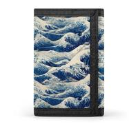 The Great Wave Fashion Trifold Wallets with Key Ring Lightweight Front Pocket Tri-Fold Wallet