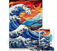 The Great Wave Glass 1000 Piece Jigsaws for Teenagers Puzzle Strong Logic Toy Relaxed Mind Clear Edge Bday Surprise (38x52cm)