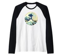 The Great Wave Hokusai Famous Art Hokusai Raglan Baseball Tee