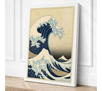 The Great Wave Japandi Canvas Wall Art Print 18x12 Inch (46 x 30 cm)