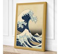 The Great Wave Japandi Canvas Wall Art Print 24x16 Inch (61 x 41 cm)