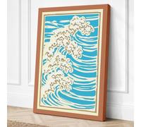 The Great Wave Japandi Canvas Wall Art Print 24x16 Inch (61 x 41 cm)