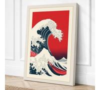 The Great Wave Japandi Canvas Wall Art Print 30x20 Inch (76 x 51 cm)
