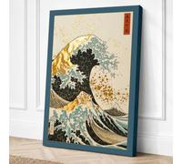 The Great Wave Japandi Canvas Wall Art Print 36x24 Inch (91 x 61 cm)