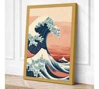 The Great Wave Japandi Canvas Wall Art Print 36x24 Inch (91 x 61 cm)