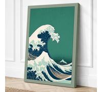 The Great Wave Japandi Canvas Wall Art Print 36x24 Inch (91 x 61 cm)