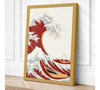 The Great Wave Japandi Canvas Wall Art Print 36x24 Inch (91 x 61 cm)
