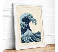The Great Wave Japandi Framed Wall Art Print A1 (84.1×59.4cm) White, Wall