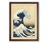 The Great Wave Japandi Framed Wall Art Print A3 (42×29.7cm) Walnut, Wall Decor for Living Room, Bedroom, Office & Home, Ready to Hang, Art Gift