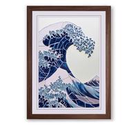 The Great Wave Japandi Framed Wall Art Print A3 (42×29.7cm) Walnut, Wall Decor for Living Room, Bedroom, Office & Home, Ready to Hang, Art Gift