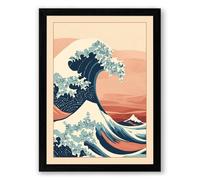 The Great Wave Japandi Framed Wall Art Print A4 (29.7×21cm) Black, Wall Decor for Living Room, Bedroom, Office & Home, Ready to Hang, Art Gift