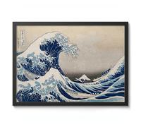 The Great Wave Katsushika Hokusai Poster, Japanese Woodblock Ukiyo-E Print, Vintage Art Picture Painting Wall Art Exhibition, Archival Matte, A2 (Black Frame) - 59.4x42cm