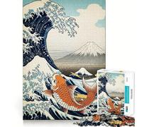 The Great Wave Koi Fish Jigsaw Puzzles 1000 Pieces for Teenagers Think Game Peaceful Time Quality Edge Perfect Present (38x52cm)