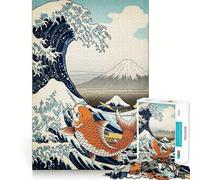 The Great Wave Koi Fish Jigsaw Puzzles for Teenagers 1000 Pieces Logic Sense Toy Calm Fun Smooth Edge Birthday Gift (50x75cm)