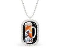 The Great Wave of Beer Funny Pendant Necklace for Women Personalized Fashion Jewelry Diamond Necklaces for Wedding Birthday Gold Silver