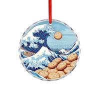 The Great Wave Off Cookiees Decorative Hanging Glass Ornaments Christmas Tree Decorations Indoor Home Pendant Gifts 1PCS