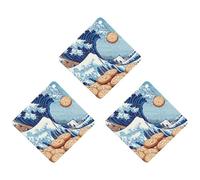 The Great Wave Off Cookiees Hanging Car Air Fresheners 3Pcs Aromatherapy Tablets Automotive Fragrance Scented Card Decor Rhombus