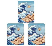 The Great Wave Off Cookiees Hanging Car Air Fresheners 3Pcs Aromatherapy Tablets Automotive Fragrance Scented Card Decor Square