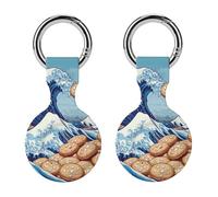The Great Wave Off Cookiees Silicone Case Compatible with Airtag Anti-Scratch Key Chain for Air Tags Shockproof GPS Cover