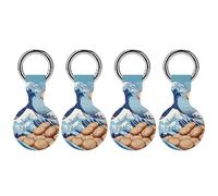 The Great Wave Off Cookiees Silicone Case Compatible with Airtag Anti-Scratch Key Chain for Air Tags Shockproof GPS Cover