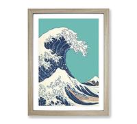 The Great Wave Off Kanagawa By Hokusai Classic Painting Framed Wall Art Print, Ready to Hang Picture for Living Room Bedroom Home Office Décor, Oak A2 (64 x 46 cm)