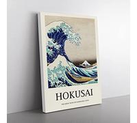 The Great Wave Off Kanagawa By Katsushika Hokusai Exhibition Museum Asian Japanese Canvas Wall Art Print Ready to Hang, Framed Picture for Living Room Bedroom Home Office Décor, 76x50 cm (30x20 Inch)