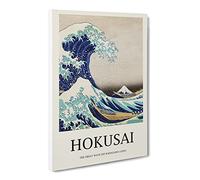 The Great Wave Off Kanagawa By Katsushika Hokusai Exhibition Museum Asian Japanese Canvas Wall Art Print Ready to Hang, Framed Picture for Living Room Bedroom Home Office Décor, 24x16 Inch (60x40 cm)