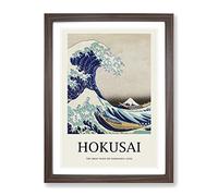 The Great Wave Off Kanagawa By Katsushika Hokusai Exhibition Museum Asian Japanese Framed Wall Art Print, Ready to Hang Picture for Living Room Bedroom Home Office Décor, Walnut A4 (34 x 25 cm)