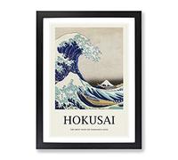 The Great Wave Off Kanagawa By Katsushika Hokusai Exhibition Museum Asian Japanese Framed Wall Art Print, Ready to Hang Picture for Living Room Bedroom Home Office Décor, Black A4 (34 x 25 cm)