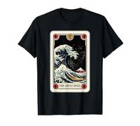 The Great Wave Off Kanagawa By Night Tarot Card Retro T-Shirt