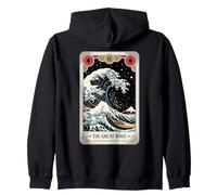 The Great Wave Off Kanagawa By Night Tarot Card Retro Zip Hoodie