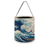 The Great Wave Off Kanagawa Halloween Candy Buckets Gift Bags Tote Buckets with Handle for Party Supplies
