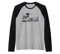 The Great Wave Off Kanagawa Hokusai Raglan Baseball Tee