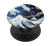 The Great Wave Off Kanagawa Hokusai & Starry Night Van Gogh PopSockets Swappable PopGrip