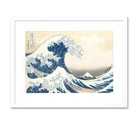 The Great Wave off Kanagawa Japan Mount Fuji Sea Storm Hokusai Ukiyo-e Print Framed Wall Art Print Picture 12X16 inch Artery8 White One Size