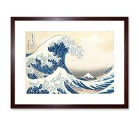 The Great Wave off Kanagawa Japan Mount Fuji Sea Storm Hokusai Ukiyo-e Print Framed Wall Art Print Picture 12X16 inch Artery8 Brown One Size