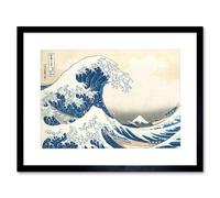 The Great Wave off Kanagawa Japan Mount Fuji Sea Storm Hokusai Ukiyo-e Print Framed Wall Art Print Picture 12X16 inch Artery8 Black One Size