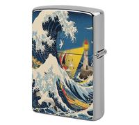 The Great Wave Off Kanagawa Metal Lighter Case, Funny Lighter Cover Double-Side Print Vintage Cool Lighters Sleeve Lighters Accessories for Zippo Men Dad Husband Collect
