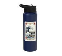The Great Wave Off Kanagawa Tarot Card Funny Great Wave Stainless Steel Insulated Water Bottle