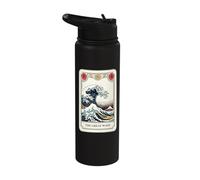 The Great Wave Off Kanagawa Tarot Card Retro Great Wave Stainless Steel Insulated Water Bottle