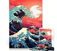 The Great Wave Retro 1000 Piece Jigsaw Puzzles for Adults Jigsaw Thought Toy Indoor Fun Accurate Edge Art Collectible (38x52cm)