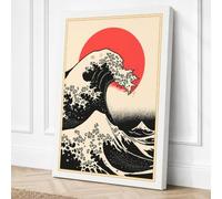 The Great Wave Rising Japandi Canvas Wall Art Print 36x24 Inch (91 x 61 cm)