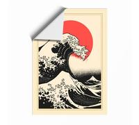 The Great Wave Rising Japandi Unframed Wall Art Print A4 (29.7×21cm), Wall Decor for Living Room, Bedroom, Office & Home, Art Gift