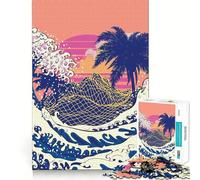 The Great Wave with Palms Puzzles for Teenagers 1000 Pieces Think Smart Toy Soothing Play Smooth Cut Amazing Present (38x26cm)