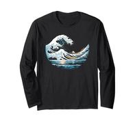 The Great Wave with Red Balloon Parody Long Sleeve T-Shirt
