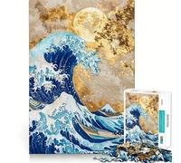 The Great Wave with Sun Teenagers 1000 Piece Jigsaw Puzzle Mind Exercise Toy Group Play Precision Cut Festival Gift (50x75cm)