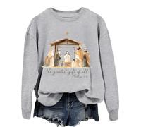 The Greatest Gift of All Sweatshirt Nativity Scene Christmas Sweatshirts Hoodie Grey