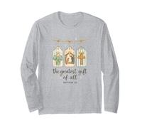 The Greatest Gifts of All Matthew 1:21 Nativity Watercolor Long Sleeve T-Shirt